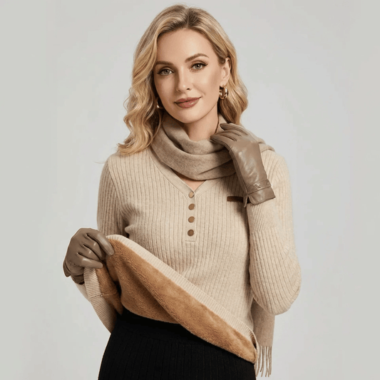 Suéter Feminino com Botões Peluciado Charlotte