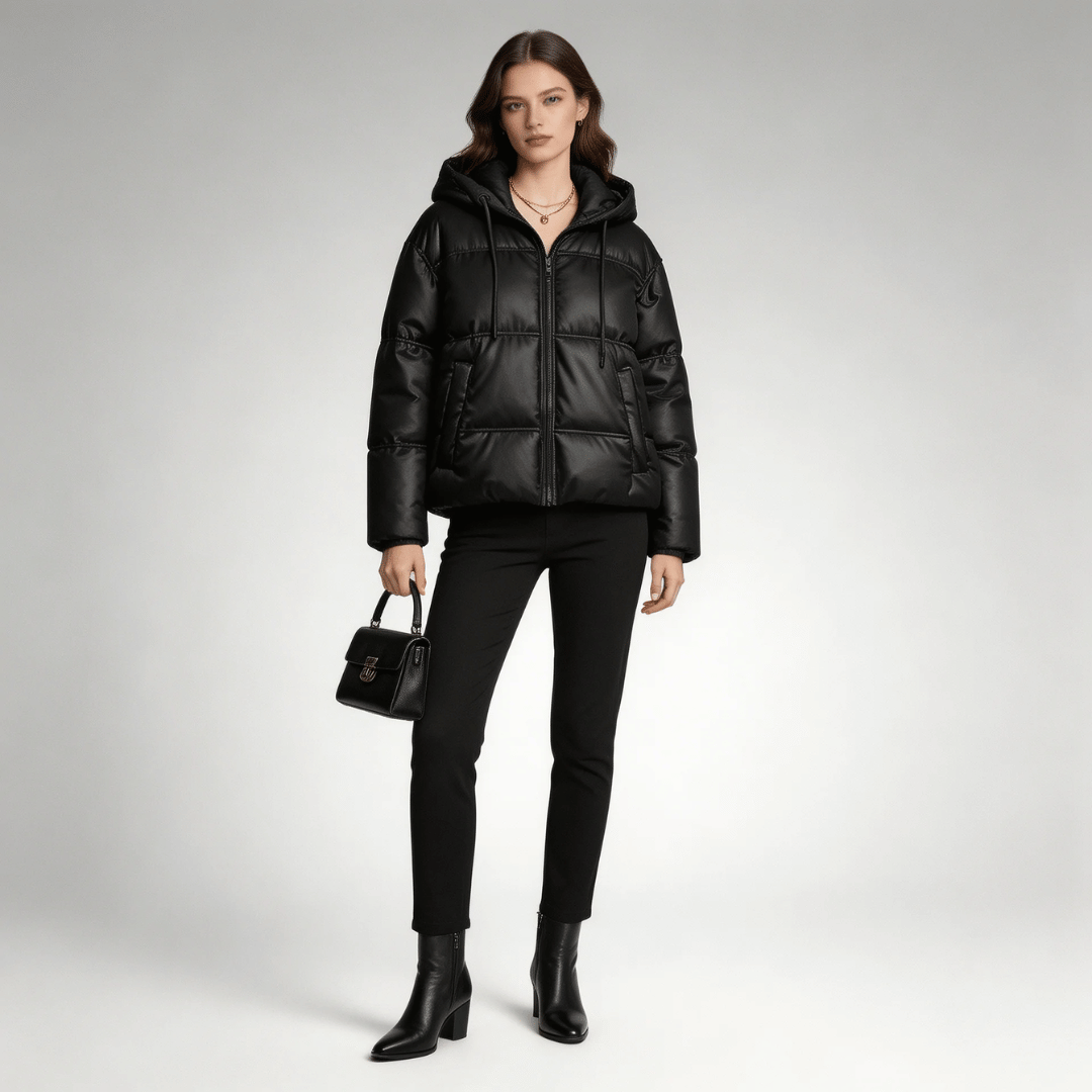 Moletom Feminino Puffer com Capuz