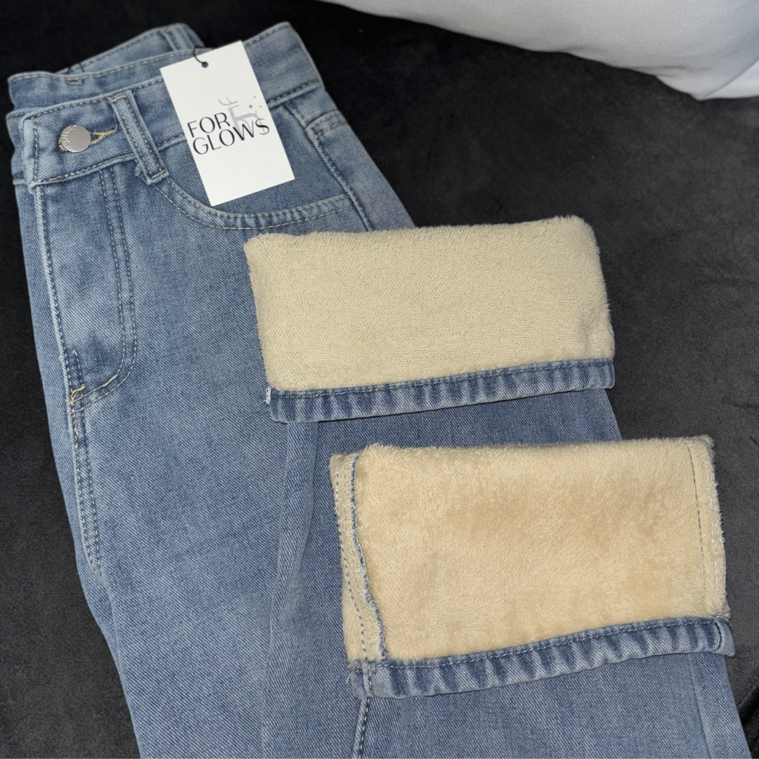 Calça Jeans Wide Leg Feminina Peluciada