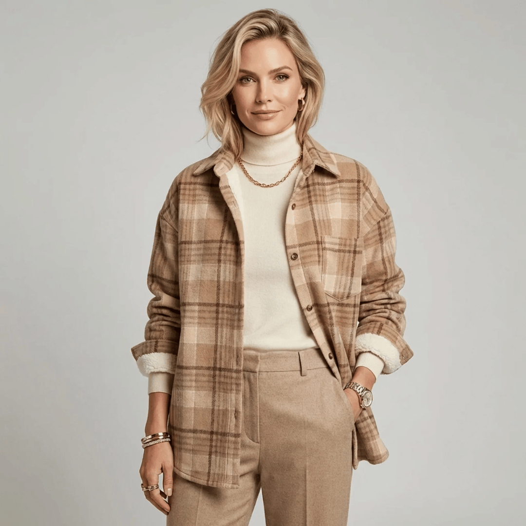 Camisa Feminina Xadrex de Flanela com Pelúcia