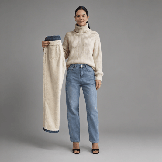 Calça Jeans Wide Leg Feminina Peluciada