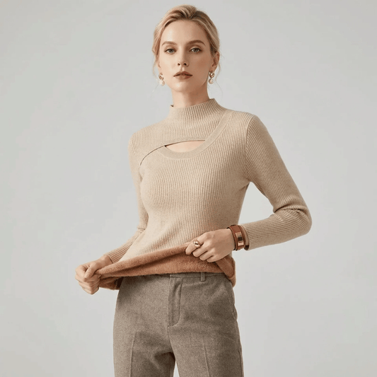 Suéter Feminino Peluciado Decote Assimétrico