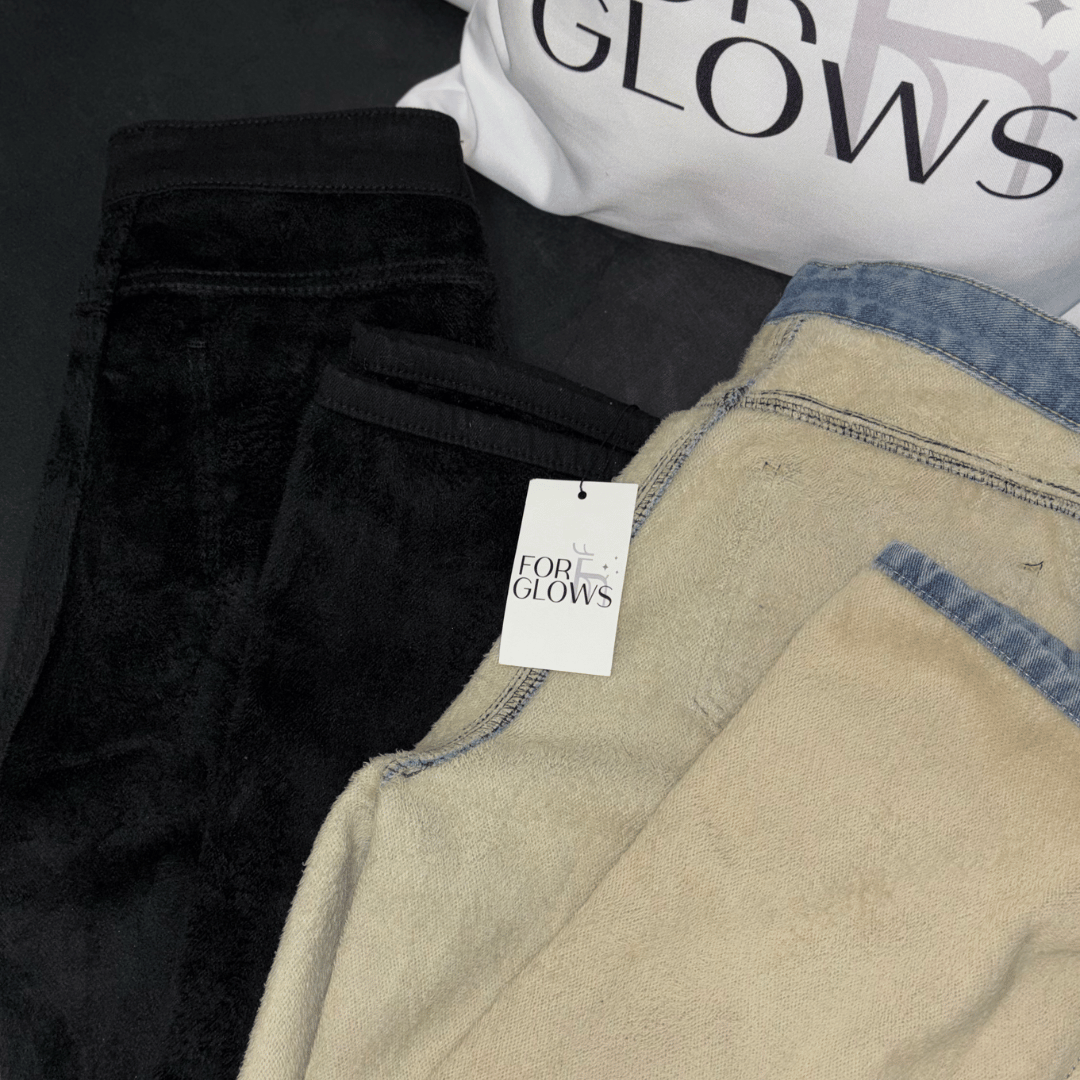 Calça Jeans Wide Leg Feminina Peluciada