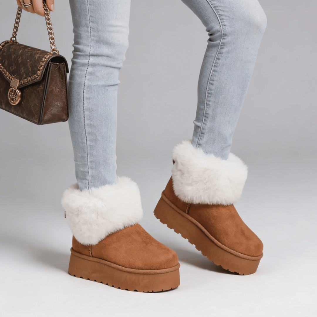 Bota Feminina Peluciada com Aba em Pelúcia