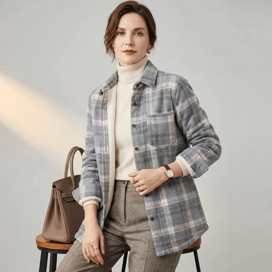 Camisa Feminina Xadrex de Flanela com Pelúcia