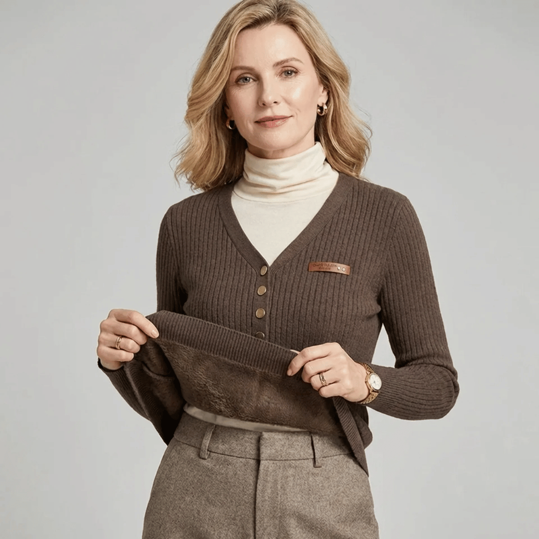 Suéter Feminino com Botões Peluciado Charlotte