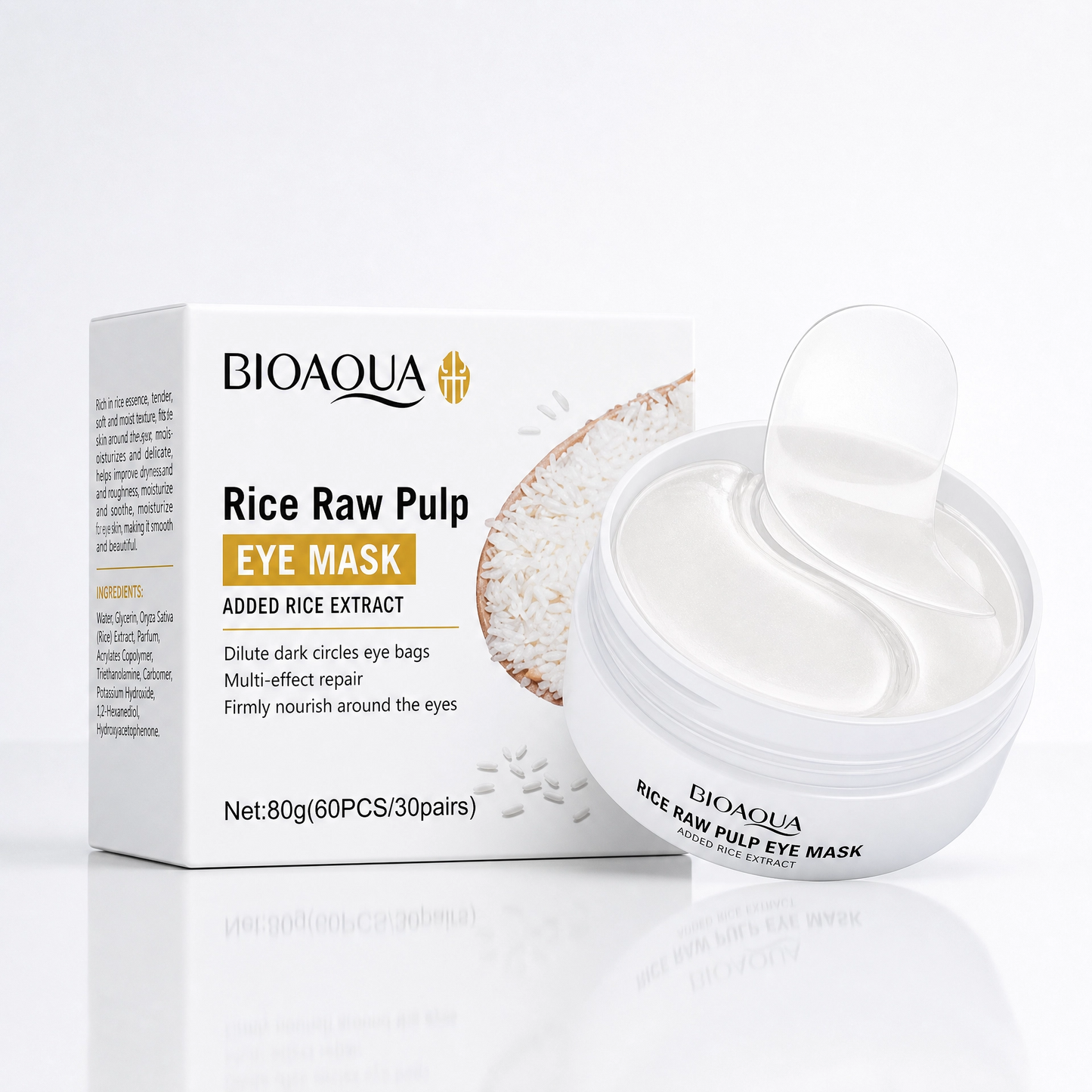 Máscara para Olhos Bioaqua Colágeno e Arroz Hidratante 60 Unidades