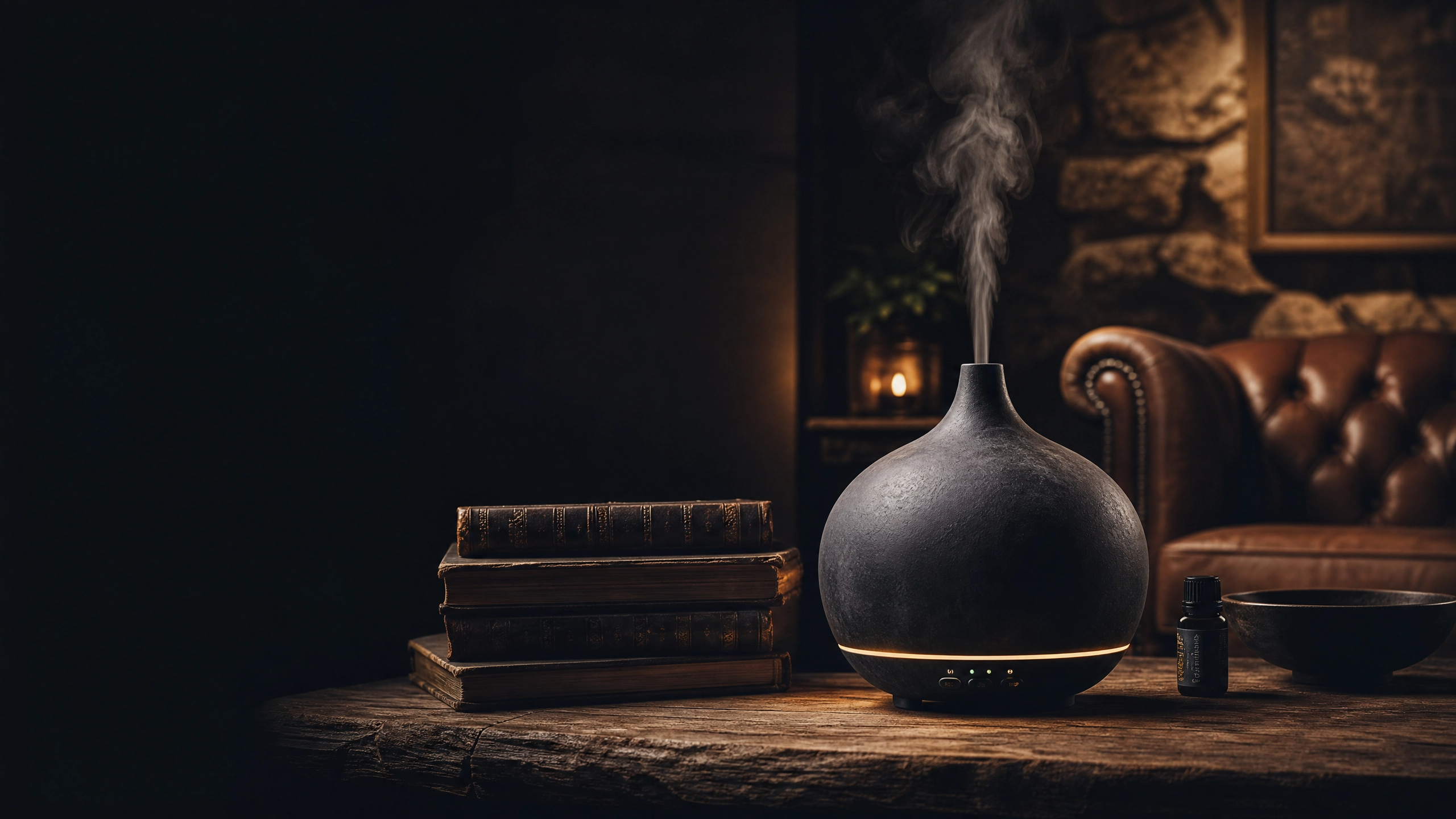 Difusor de ambiente premium Venatino com fragrância âmbar em ambiente sofisticado e aconchegante